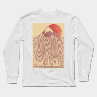 Mount Fuji in Vintage Style Long Sleeve T-Shirt